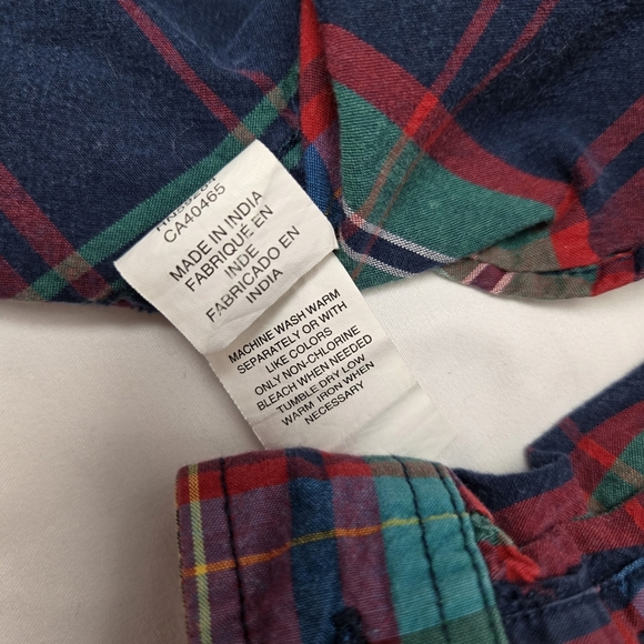 Boys The Children's Place Red Green plaid Print Button down Shirt Size 4T - Picture 4 of 8